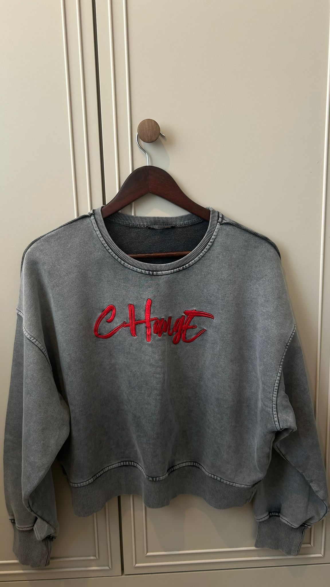 DİLVİN YIKAMA EFEKLİ SWEATSHIRT GRİ M BEDEN